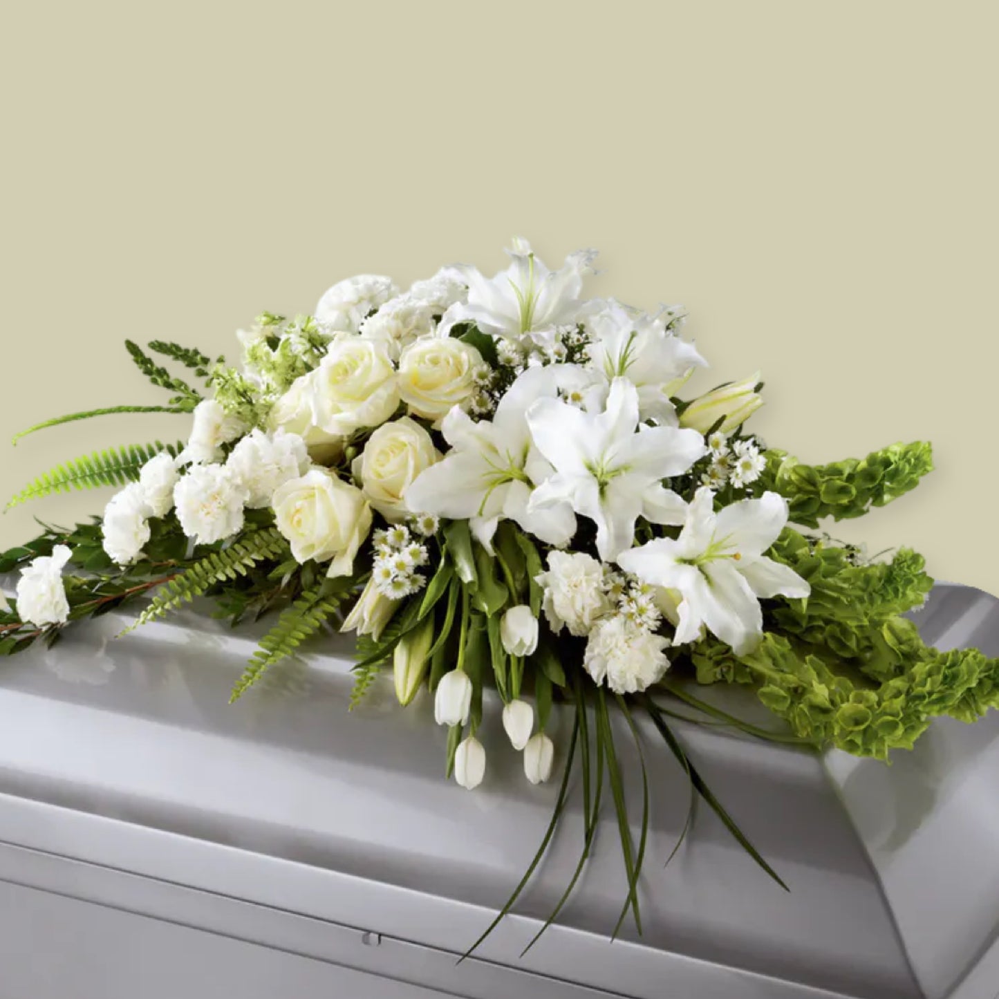 White Half Casket Cover